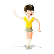 cartoon pretty girl asking question N2
