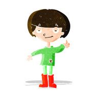cartoon boy in poor clothing giving thumbs up symbol N2
