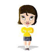 cartoon woman gesturing at self N8