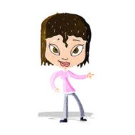 cartoon relaxed woman pointing N2