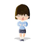 cartoon woman making Who Me? gesture N9