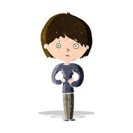 cartoon woman making Who Me? gesture N10