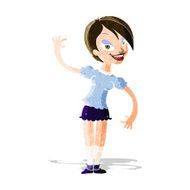 Cartoon Girl Waving N9