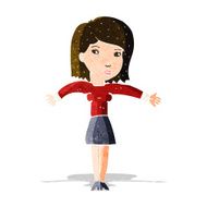 cartoon woman shrugging shoulders N124