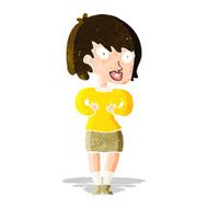 cartoon woman making Who Me? gesture N11