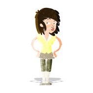 cartoon pretty woman with hands on hips N6