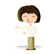 cartoon woman gestureing welcome N2