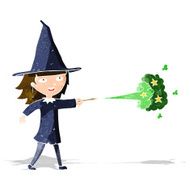 cartoon witch girl casting spell N6