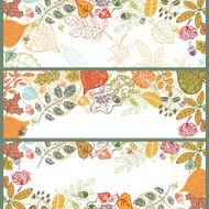 Autumn horizontal banner set Leaf branches acorn berries