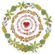 Autumn wreaths set Leaves branches berries acorn