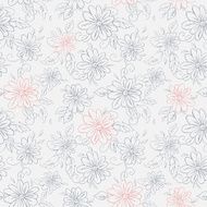 vector seamless pattern with silhouette flowers swirls and leaf