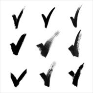 Hand made black acrylic validation V icons set N2