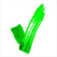Hand made green acrylic validation V icons set
