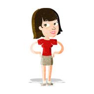 cartoon happy woman with hands on hips N5
