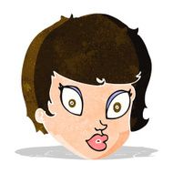 cartoon surprised female face N18
