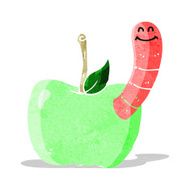 Cartoon Apple With Worm N25
