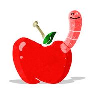 Cartoon Apple With Worm N26
