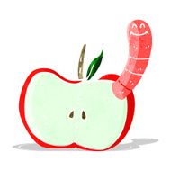 Cartoon Apple With Worm N27