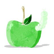 cartoon apple with bug N7