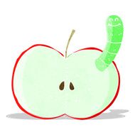 Cartoon Apple With Worm N28