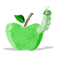 cartoon apple with bug N8