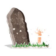 Cartoon Zombie Rising From Grave N13