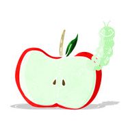 cartoon apple with bug N9