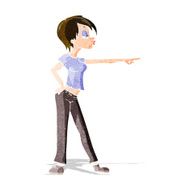 cartoon hip woman pointing N3