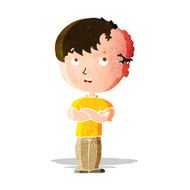 cartoon boy with growth on head N10