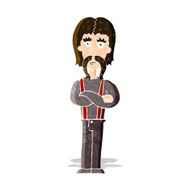 cartoon long mustache man with folded arms N3
