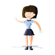 Cartoon Girl Waving N10