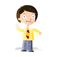 cartoon school boy answering question N14