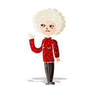 cartoon annoyed old woman waving N3