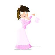 cartoon victorian woman dropping handkerchief N3