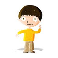 cartoon boy giving peace sign N3