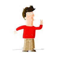 Cartoon Man Giving Peace Sign N16