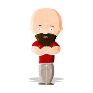 cartoon shocked bald man with beard N3