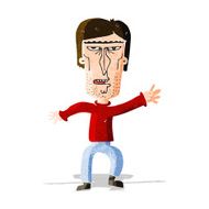 cartoon angry man waving warning N3