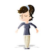 cartoon friendly woman shrugging shoulders N3