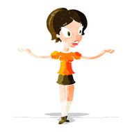 cartoon woman with arms spread wide N3