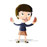 cartoon woman eating hotdogs N2
