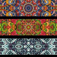 Festive ethnic colorfull abstract banner tribal set