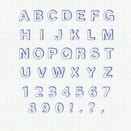 Hand drawn sketch alphabet Handwritten font Vector illustration