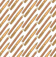 Sketch cute pen and pencil in vintage style N2