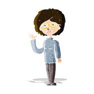 Cartoon Woman Waving N89