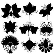 Vector Set of Flowers Stencils Isolated