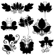 Vector Set of Flowers Stencils Isolated N2