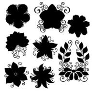 Vector Set of Flowers Stencils Isolated N3