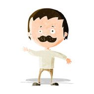 cartoon man with mustache waving N8