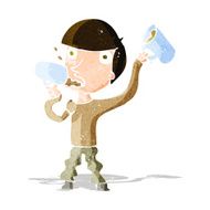 Cartoon Man Drinking Beer N12